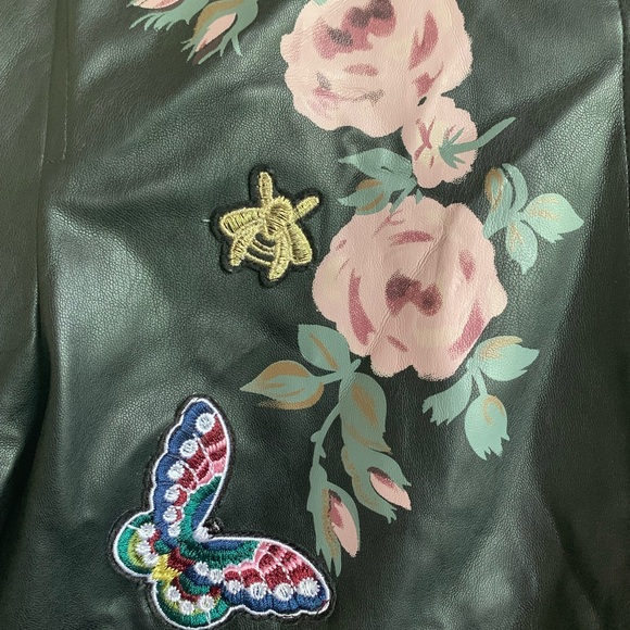 Embroidered faux leather jacket - Picture 4 of 5